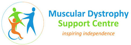 Muscular Dystrophy Support Centre logo with the words: inspiring independence.